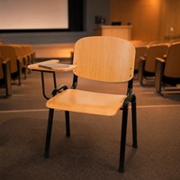 Chaise d'étudiant avec tablette d'écriture, siège en contreplaqué, chaise de formation pour auditorium, chaise de classe avec cadre en acier noir
