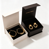 Boîte de luxe personnalisée en velours rouge avec logo pour emballage de bijoux (bracelets, boucles d'oreilles, colliers) et cartes cadeaux perlées