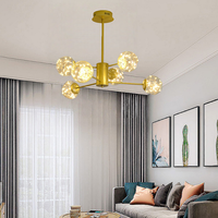 Lustre Suspendu LED Moderne de Luxe Léger 2022 en Fer et Verre, Réglable en Hauteur, Style Nordique, pour Restaurant et Salle à Manger, Modèle Baby's Breath Star