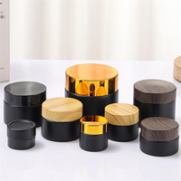 Emballage cosmétique pour soins de la peau, crème pour le visage et les yeux, pot en verre noir mat givré de 1 oz, 2 oz, 4 oz avec couvercle en plastique, logo personnalisé