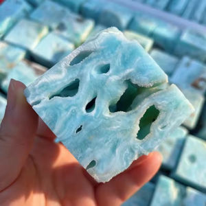 Cube de hemimorphite naturel, bloc carré de cristal poli, pierre minérale de guérison énergétique pour la décoration de la maison, ornement artisanal - Product Image 1