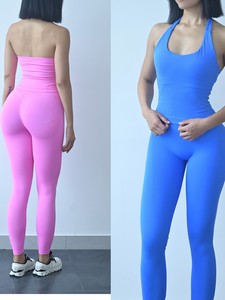 Completo Yoga <span class=keywords><strong>Donna</strong></span> 2 Pezzi Senza Schienale, Vita Elastica, in Spandex/Nylon, Elasticizzato, Asciugatura Rapida per Corsa, Esercizio e Attività all'Aperto - Product Image 2