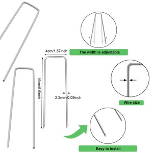 Juego de 10 Estacas Metálicas en Forma de U de Alta Resistencia para Fijar Cercas, Barreras Contra Malezas y Jardines - Product Image 4