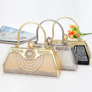 Fashion pearl purse party wedding diamond hand bag evening bags clutch 2022 luxury