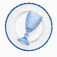 Assiette de présentation de 13 pouces à bord peint pour mariage, banquet, fête, location de vaisselle, ensemble de gobelets en verre gaufré coloré en gros