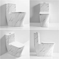 Ensemble WC et lavabo mural en céramique marbrée blanche, collection sanitaire en céramique, en promotion