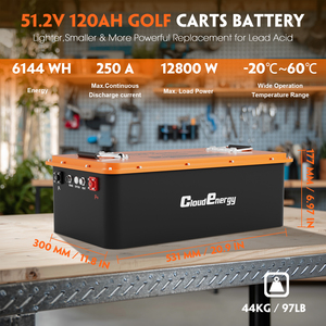Batterie de chariot de <span class=keywords><strong>golf</strong></span> Cloudenergy GFS48-120R 51.2V 120Ah LiFePO4 avec BMS 250A, application et écran tactile, 6000+ cycles, -20~60°C - Product Image 2