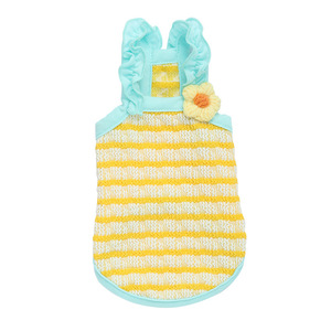 Débardeur rayé jaune à motifs floraux pour chaton, style printemps, design mignon, en polyester - Product Image 5