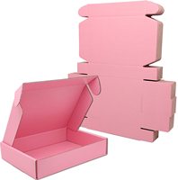 Emballage postal en carton ondulé E rose et noir, grand format, recyclable, de qualité supérieure, fond beige clair
