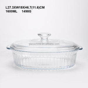 Plat de cuisson rond grand format, plat à lasagne, ensemble de plats de cuisson en verre, grand saladier en verre à double paroi, pot de cuisson - Product Image 1