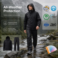 Vêtements d'extérieur 100% imperméables, coupe-vent et respirants, combinaison de pluie (veste et pantalon), coutures thermosoudées, polyester/coton, pour homme