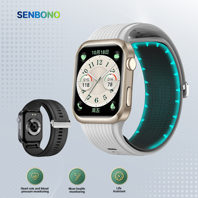 SENBONO MT115 Smartwatch BT Call IP67 Dustproof air Pump Blood Pressure Monitoring Offline Payment NFC Unisex Big Smart Watch