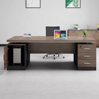 Ensemble de bureau de direction, bureau de patron avec tiroirs, table de direction moderne de luxe en forme de L, mobilier de bureau à domicile en bois