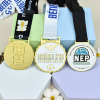 Médaille ronde en métal personnalisée avec logo d'usine, émail souple, souvenir de tournoi de football et de volley-ball avec ruban personnalisé