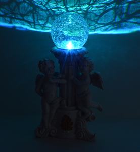 12 pollici in resina solare cherubino vetro Crackle giardino luce che cambia colore effetto | Anno nuovo statua di angelo lampada solare decorazione per esterni - Product Image 2