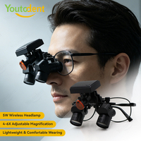 Loupes dentaires électriques à 48 degrés, grossissement 5X, 450 mm, avec clip chirurgical, lumière LED chaude/blanche, batterie incluse