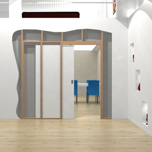 Uxury-puerta corredera de madera oculta, puerta con aspecto de vidrio estilo hinés, diseño de <span class=keywords><strong>celosía</strong></span> con doble bolsillo abierto - Product Image 2