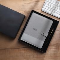Ensemble Cadeau d'Affaires Portable Personnalisé avec Logo en Cuir Imprimé au Laser, Chargeur Sans Fil 8000 mAh, Batterie Externe, Carnet OEM B1 Promotionnel