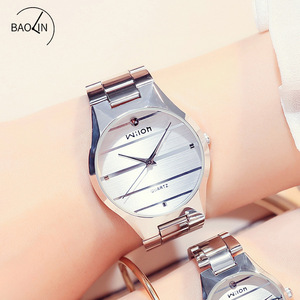 Men Women <b>Couple</b> Quartz Watch Waterproof Fine Steel Band Fresh Simple Casual Wrist Watch - Product Image 4