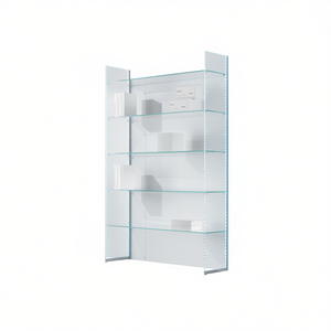 Étagère de présentation en verre moderne 123x40xh220 avec éclairage LED, blanc brillant, meuble de salon - Product Image 2