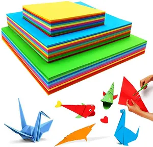 100Pcs Origami Papier Vierkante Colour Fold Ambachtelijke Papier Voor Kids Diy Ambachten Projecten 10 Kleuren