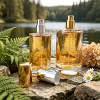 Botol Parfum Kaca Transparan Kosong 50ml Tutup Sekrup Penutup Emas Kemasan Kosmetik Perawatan Kulit Pompa Semprot Silinder Penyemprot Minyak