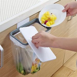 Vente chaude : support de rangement pour poubelle de <span class=keywords><strong>porte</strong></span> d'armoire de cuisine, avec <span class=keywords><strong>couvercle</strong></span>, en plastique, support de sac poubelle suspendu - Product Image 5