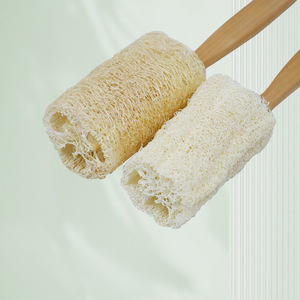 Zenidoo Natural Loofah Bath Scrubber <b>Brush</b> with Long Wood Handle Exfoliating <b>Back</b> Sponge for Adults - Product Image 2