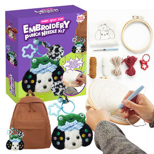 <span class=keywords><strong>Kit</strong></span> d'aiguille de poinçon pour débutants adultes <span class=keywords><strong>Kit</strong></span> de broderie d'aiguille de poinçon sous-verres bricolage artisanat fils broderie cerceau Instruction - Product Image 1