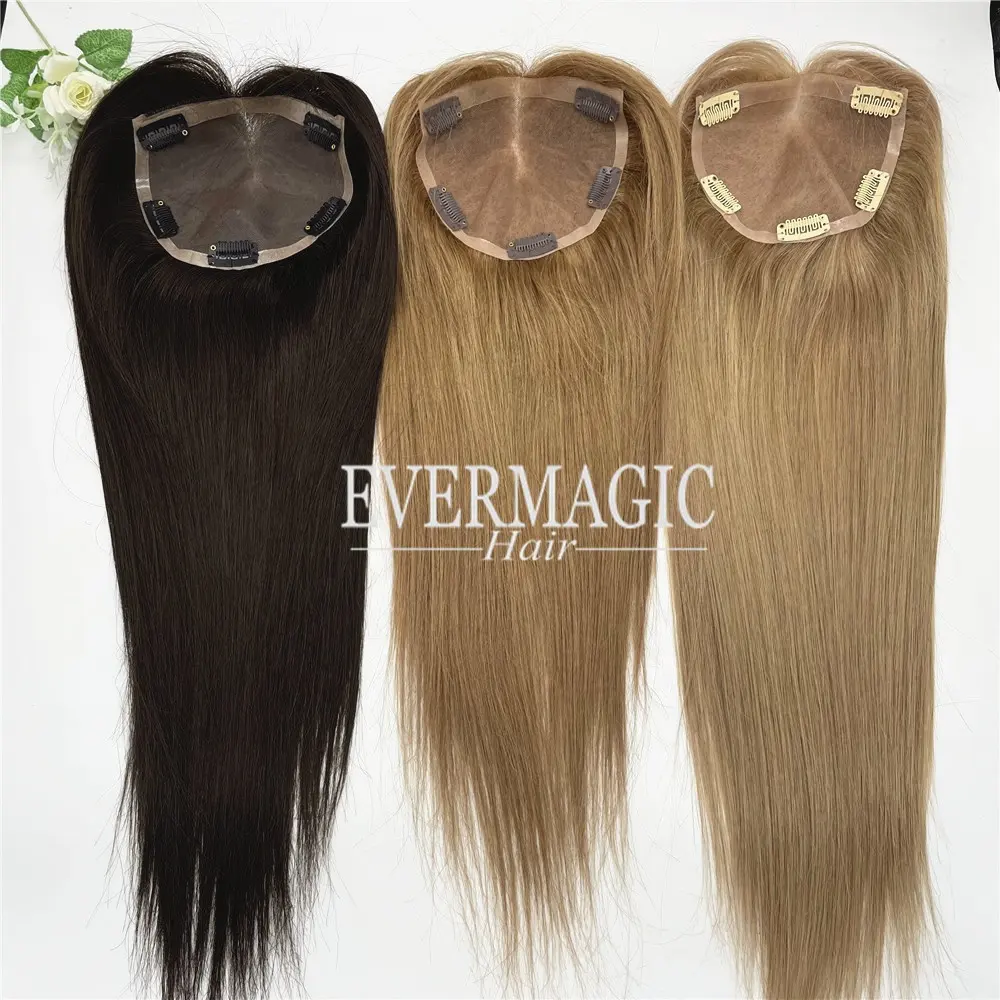 wholesale silk top and mono base human hair toupee for women brown human hair topper wig for women hair loss treatment