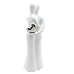 Décoration de mariage sculpture de couple <span class=keywords><strong>danseuse</strong></span> artisanale en céramique, galvanoplastie argentée - Product Image 2