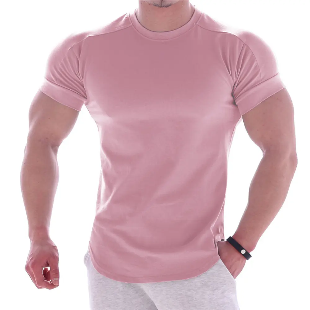 Mens Skinny Body fit Running t-shirt alta maniche corte morbido abbigliamento sportivo sollevamento pesi camicie muscolari top da palestra maschili
