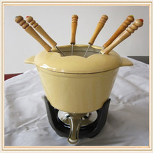 Ensemble de <span class=keywords><strong>fondue</strong></span> en fonte émaillée, type cocotte hollandaise, pour fromage, chocolat, crème glacée, viande, couleur rouge, avec logo personnalisé, moderne - Product Image 3