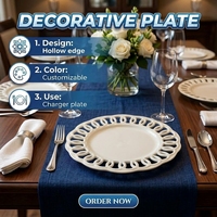 Assiettes de présentation en céramique bleu marine, 13 pouces, forme irrégulière, en porcelaine mate ondulée, pour décoration de table de mariage, banquet ou fête