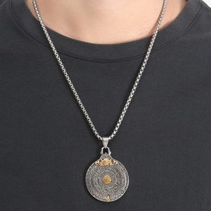 Collier pour homme yunnique style ethnique tête de dragon à neuf palais, pendentif en acier titane, design animal géométrique, chaîne tendance punk - Product Image 4