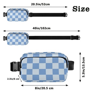 Nueva llegada: Riñonera deportiva unisex de poliéster impermeable con estampado a cuadros azules personalizada para correr - Product Image 3