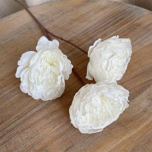 ดอกไม้ประดิษฐ์ 3 หัว ดอกกุหลาบแห้งแบบย้อนยุค ดอกชบา ดอกโบตั๋น ผ้าไหม สำหรับตกแต่งงานแต่งงานและบ้าน ขายส่ง - Product Image 6