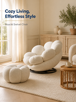 Fauteuil lounge moderne et artistique avec accents de pétales de fleurs, coloré arc-en-ciel, pivotant, en velours doux, avec pieds en métal, pour hôtel