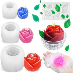 3D Rose Silicone <b>Mold</b> For <b>Candle</b> Soap Cake Ice With Leaf Design Transparent White DIY Making Kit - Product Image 5