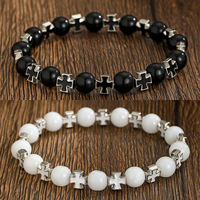 Cruz geométrica combinable a la moda de Europa y Estados Unidos para pulsera para hombres y mujeres con cuentas elásticas de nicho para pulsera para