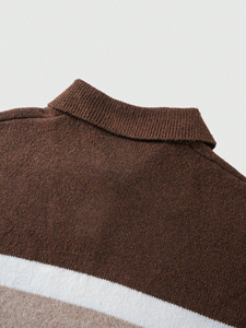 Biểu Tượng Tùy Chỉnh OEM & ODM Lỏng Giản Dị Thư Jacquard Mô Hình Thiết Kế Len Pha Trộn Người Đàn Ông Của Đan Polo Áo Len - Product Image 4