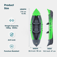 Kayak Inflable, Canoa de PVC Plegable, Juego de Bote con Remo, Asiento, Bomba de Aire, Balsa de Pesca Portátil para Deportes Acuáticos al Aire Libre