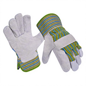 Premium Quality Cowhide Split <b>Leather</b> and <b>Strip</b> Cotton Personal Protective Equipment Working Rigger Hand Safety Gloves - Product Image 1