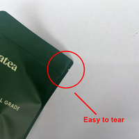 Sachet d'emballage personnalisé imprimé avec fermeture éclair, en plastique, à fond plat, thermoscellable, pour poudre de matcha, café, collations et aliments