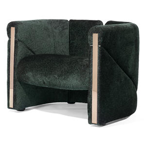 Chaise longue design moderne et haut de gamme de luxe <span class=keywords><strong>Fauteuil</strong></span> en velours <span class=keywords><strong>vert</strong></span> Sculptura avec détails en métal <span class=keywords><strong>Fauteuil</strong></span> <span class=keywords><strong>club</strong></span> contemporain - Product Image 1