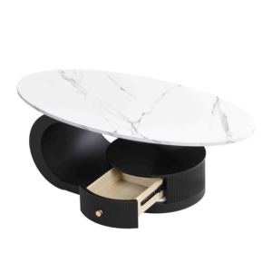 Ensemble <span class=keywords><strong>de</strong></span> 2 tables basses modernes pour salon, <span class=keywords><strong>table</strong></span> ovale et <span class=keywords><strong>table</strong></span> ronde - Product Image 1