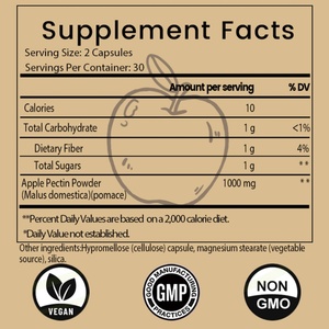 Capsules de pectine de pomme OEMODM en marque privée avec 1000 mg de fibres alimentaires pour la santé intestinale, favorise le bien-être digestif, végétalien - Product Image 2