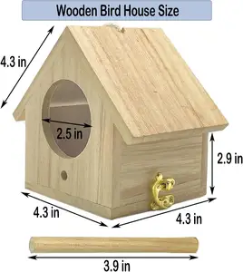 新しいトレンド鳥の木の巣ボックス工場価格鳥の木の巣カスタマイズされた色木製の鳥の巣