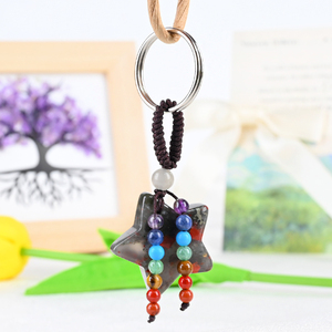 Porte-clés en cristal naturel, bijou fantaisie, pierre de chakra, forme étoile, cadeau - Product Image 3
