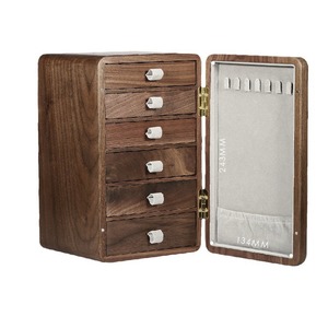 Wooden Jewelry Box Drawer Style Large Capacity <b>Storage</b> For Rings Necklaces <b>Dressing</b> <b>Table</b> Organizing - Product Image 2